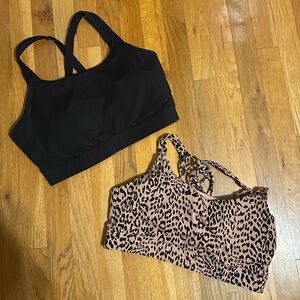 Oceane 4 Nursing/pumping sports bra set Black and Leopard Print sweat & milk xl